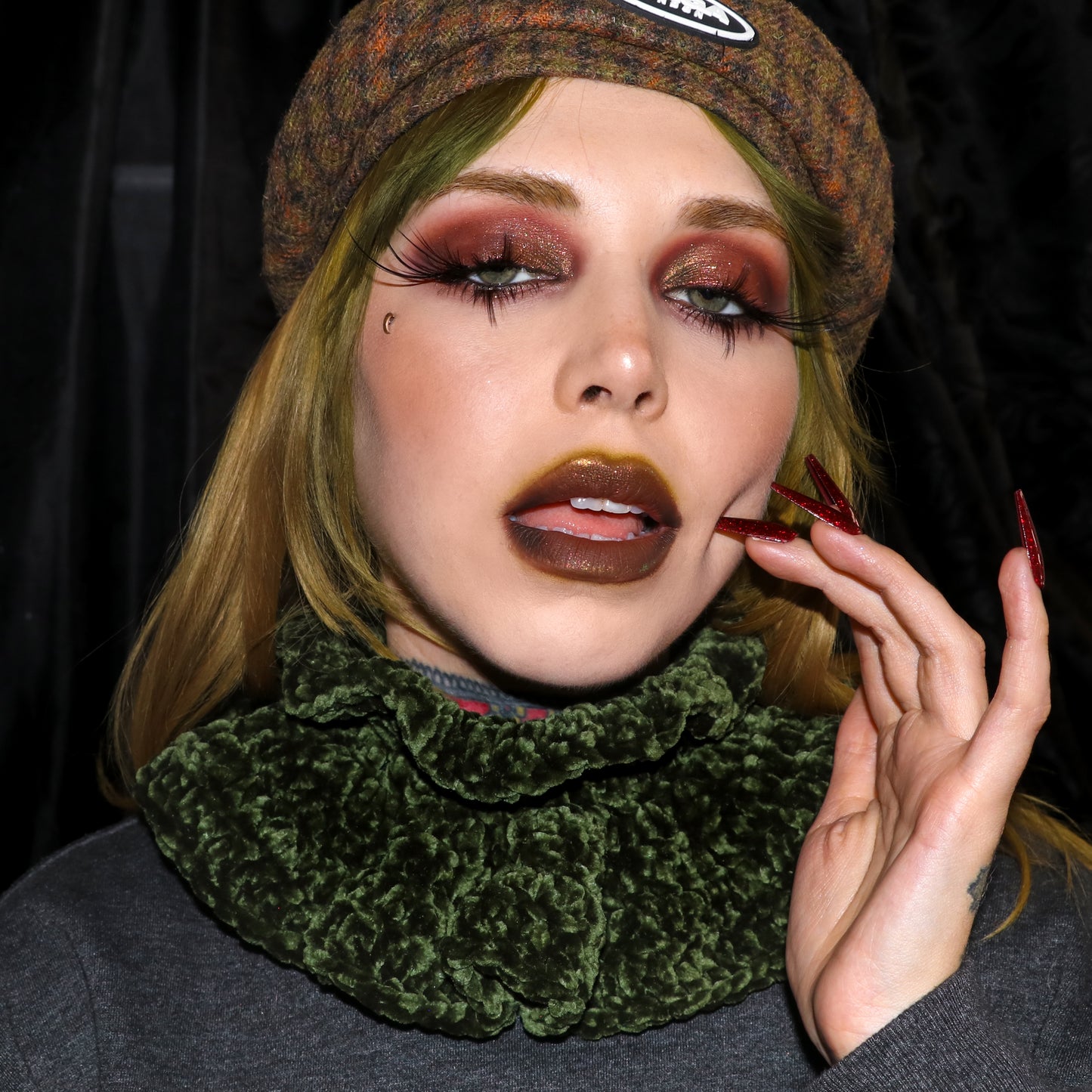 Rennaissance Ruffle- Green Velour