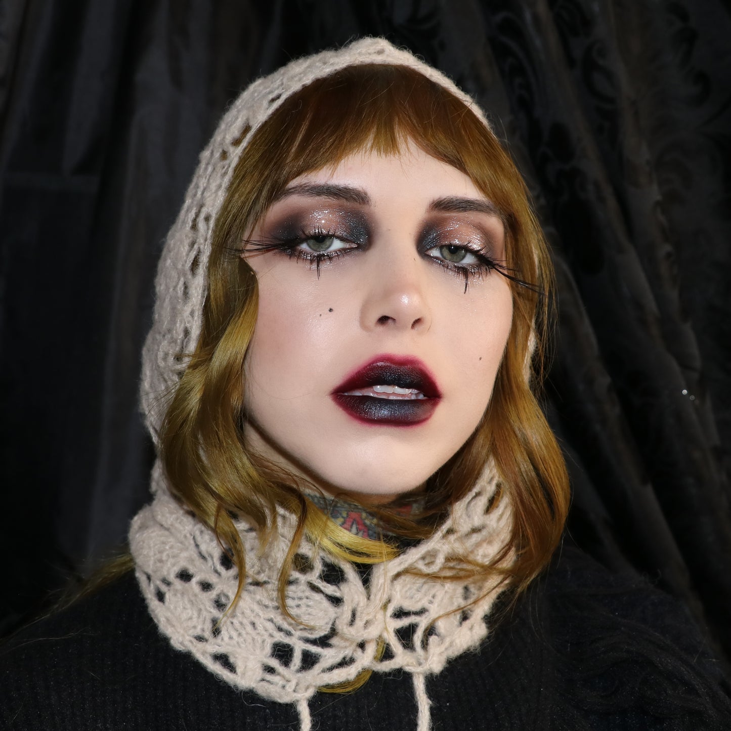 Floral Lace Hood- Cream