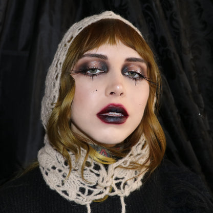 Floral Lace Hood- Cream