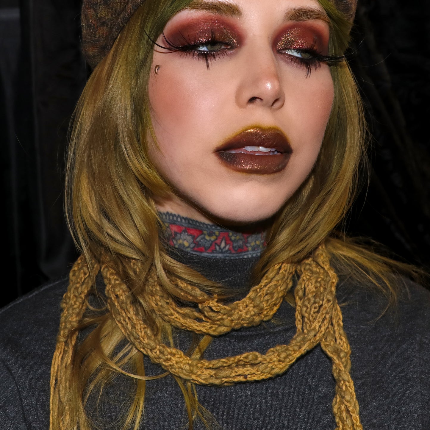 Grunge Skinny Scarf - Yellow