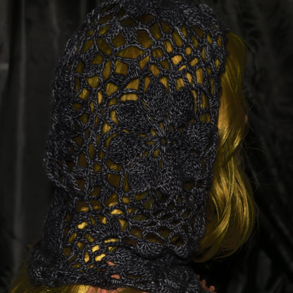 Floral Lace Hood- Midnight Blue Black